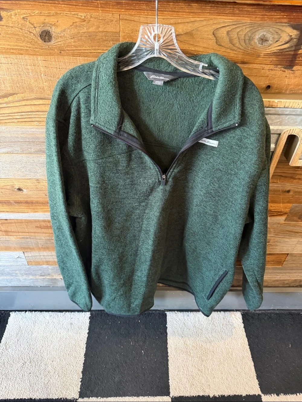 Eddie Bauer Men's Forest Green Half-Zip Fleece Pullover